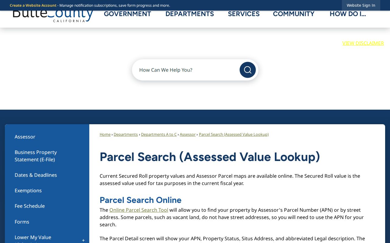 Chico people search Butte County assessor parcel instructions