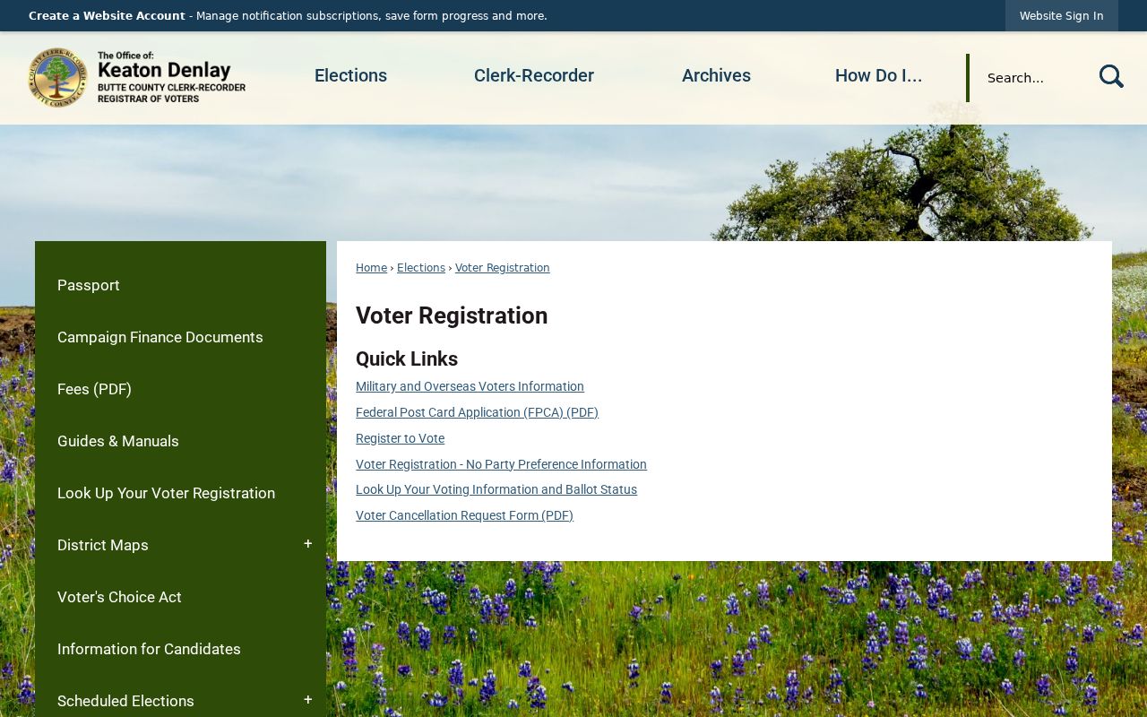 Chico voter registration records on the Butte County voter registration page